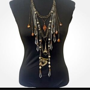 Treska Necklace Bohemian Style 
Layered Multiple Metal Layers